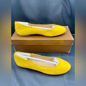 Audrey Brooke Women’s Winny Ballet Flats, Yellow Suede Leather, 7.5 M, NWB